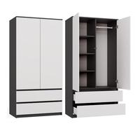 CDF Armadio Malwa SS-90 | Colore: ANTRACITTE BIANCO | Ideale per ingresso, camera da letto, ufficio | Conservazione | 2 cassetti