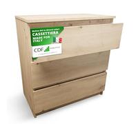 CDF Cassettiera 3 Cassetti in Laminato Senza Maniglie Mobiletto da Camera, Letto o Soggiorno Mobile Moderno Cassettiera Mobiletto con Cassetti Armadio Cameretta Rovere Artisan 40x70x75 cm