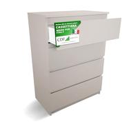 CDF Cassettiera 4 Cassetti Mobile Camera da Letto Cachemire 40x70x97 cm | Struttura in Laminato, Frontali Senza Maniglie, per Zona Notte e Zona Giorno, Stile Moderno, Organizzazione Domestica