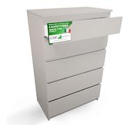 CDF Cassettiera 5 Cassetti in Laminato Senza Maniglie Mobiletto da Camera, Letto o Soggiorno Mobile Moderno Cassettiera Mobiletto con Cassetti Armadio Cameretta Cachemire 40x70x109,5 cm