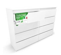 CDF Cassettiera 8 Cassett in Laminato Senza Maniglie Mobiletto da Camera, Letto o Soggiorno Mobile Moderno Cassettiera Mobiletto con Cassetti Armadio Cameretta Bianco 40x75x138 cm