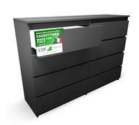 CDF Cassettiera 8 Cassetti in Laminato Nera 40x75x138 cm Senza Maniglie | Mobiletto per Camera da Letto, Soggiorno, Cameretta, Struttura Alta, Organizzazione Domestica, Uso Quotidiano