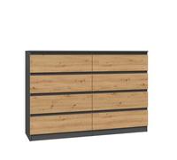 CDF Comò Malwa M8 140 | Colore: antracite - rovere Artisan | Armadietto portadocumenti | Ideale per soggiorno, camera da letto, cameretta dei bambini, adolescenti e ufficio | 8 ampi cassetti