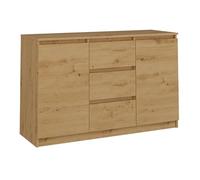 CDF Cassettiera Bassa con 2 Ante e 3 Cassetti Mobile Buffet Basso per Soggiorno e Camera Mobile Multiuso Moderno 120 x 40 x 75 cm - Rovere Artisan