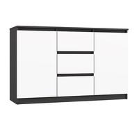 CDF Cassettiera Bassa con 2 Ante e 3 Cassetti Mobile Buffet Basso per Soggiorno e Camera Mobile Multiuso Moderno 120 x 40 x 75 cm - Antracite/Bianco
