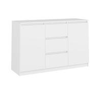 CDF Cassettiera Bassa con 2 Ante e 3 Cassetti Mobile Buffet Basso per Soggiorno e Camera Mobile Multiuso Moderno 120 x 40 x 75 cm - Bianco