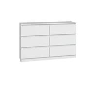 CDF Cassettiera bianca con 6 cassetti, profondità 30 cm, per soggiorno, camera da letto, cassettiera Malm, molto spazio adatto per riporre vestiti, larghezza 120 cm, look moderno