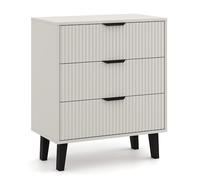 CDF Cassettiera Comò 3 Cassetti per Soggiorno Camera da Letto Corridoio - Mobile Contenitore Moderno con Design Scanalato - Salvaspazio Elegante - Finitura Moderna3S Slim Kashmir Beige