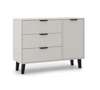 CDF Cassettiera Comò Cassetti per Soggiorno Camera da Letto Corridoio - Mobile Contenitore Moderno con Design Scanalato - Salvaspazio Elegante - Finitura Moderna 1D3S Slim Kashmir Beige