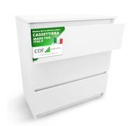 CDF Cassettiera con cassetto, bianco, 3 cassetti, cassettiera con 3 cassetti, molto capiente, adatto per soggiorno, camera da letto, cassettiera, organizer per vestiti, 40 x 70 x 75 cm