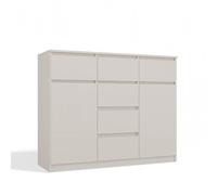 CDF Cassettiera Credenza 2 Ante 6 Cassetti Mobile Contenitore Multifunzionale Comò Moderno Salvaspazio per Camera Soggiorno Studio Ingresso Ufficio - Cachemire 120 cm