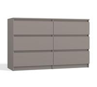 CDF Cassettiera in argilla con 6 cassetti, profondità 30 cm, per soggiorno, camera da letto, cassettiera Malm, molto capiente, adatto per riporre vestiti, larghezza 120 cm, look moderno