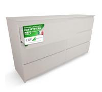 CDF Cassettiera per Camera da Letto 6 Cassetti Cachemire 40x75x138 cm | Struttura in Laminato, Frontali Senza Maniglie, per Zona Notte e Zona Giorno, Stile Moderno, Organizzazione Domestica