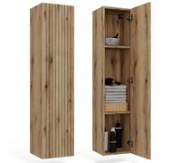 CDF Colonna Pensile Bagno Sospesa Scaffale con Ripiani Mobile Contenitore Salvaspazio Moderno in Pannelli Laminati Struttura Robusta per Bagno WC Lavanderia Camera da Letto - Rovere Evoke