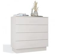 CDF Commode Grande Credenza 4 Cassetti Cassettiera Moderna per Camera da Letto Soggiorno Ingresso Frontali Senza Maniglie Ideale per Vestiti Tessuti e Accessori di Uso Quotidiano Cashmere 85x84x40cm