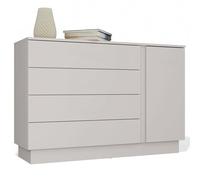 CDF Commode Moderna Cassettiera con 1 Anta e 4 Cassetti Credenza per Camera da Letto Soggiorno Ufficio Frontali Senza Maniglie Ampio Spazio per Riporre Vestiti e Accessori Cashmere 125 x 84 x 40 cm