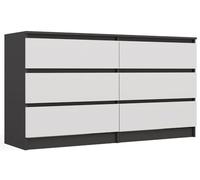 CDF Comò antracite bianco con 6 cassetti, profondità 40 cm, per soggiorno, camera da letto, cassettiera Malm, molto spazio adatto per riporre vestiti, larghezza 138 cm, stile moderno