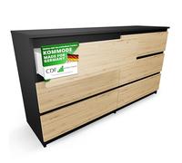 CDF Comò Malwa M6 140 | Colore: antracite - rovere Artisan | Armadio per documenti, piccoli oggetti | Ideale per soggiorno, camera da letto, cameretta dei bambini, camera dei ragazzi e ufficio, 6