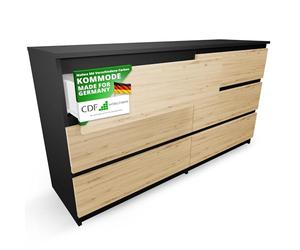 CDF Comò Malwa M6 140 | Colore: antracite - rovere Artisan | Armadio per documenti, piccoli oggetti | Ideale per soggiorno, camera da letto, cameretta dei bambini, camera dei ragazzi e ufficio, 6