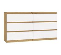 CDF Comò Malwa M6 140 | Colore: rovere artisan/bianco | Armadio per documenti, piccoli oggetti | Ideale per soggiorno, camera da letto, cameretta dei bambini, camera dei ragazzi e ufficio, 6 cassetti