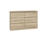 CDF Comò Sonoma in rovere con 6 cassetti, profondità 30 cm, per soggiorno, camera da letto, cassettiera Malm, molto capiente, adatto per riporre vestiti, larghezza 120 cm, look moderno