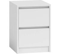 CDF Comodino K2, comodino | Colore: bianco | ideale per camera da letto, cameretta dei bambini, adolescenti | montaggio facile | due cassetti spaziosi | cassetti senza maniglie