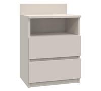 CDF Comodino M1 Malwa, comodino | Colore: cashmere (beige) | Ideale per camera da letto, cameretta dei bambini, adolescenti | Montaggio facile | Due cassetti spaziosi | Cassetti senza maniglie