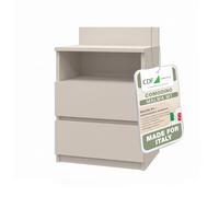 CDF Comodino M1 Malwa, comodino | Colore: cashmere (beige) | Ideale per camera da letto, cameretta dei bambini, adolescenti | Montaggio facile | Due cassetti spaziosi | Cassetti senza maniglie