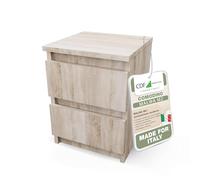 CDF Comodino Tavolino con Cassetti per Camera da Letto Soggiorno Studio Oggetti Quotidiani Accessori Libri Moderno Mobile Arredo Casa Design Minimalista Laterale - M2 Rovere Sonoma
