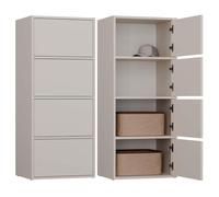 CDF Credenza Alta con 4 Ante e Ripiani - Mobile Moderno per Soggiorno Camera da Letto Ingresso Corridoio Ufficio o Studio - Frontali Senza Maniglie Design - Alma Beige Kashmir