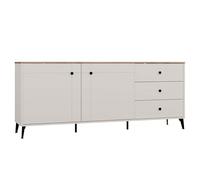CDF Credenza Larga per Soggiorno e Camera, Buffet Moderno con 3 Cassetti e 2 Ante, Mobile Contenitore per Vestiti e Documenti, Design Elegante Point 2D3S Cachemire, 183,5 x 40 x 75,5 centimetri circa