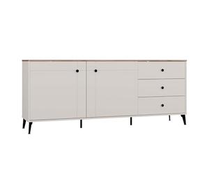 CDF Credenza Larga per Soggiorno e Camera, Buffet Moderno con 3 Cassetti e 2 Ante, Mobile Contenitore per Vestiti e Documenti, Design Elegante Point 2D3S Cachemire, 183,5 x 40 x 75,5 centimetri circa