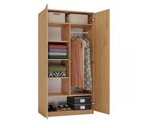 CDF Guardaroba Cabina Armadio Mobile per Camera da Letto il Corridoio l’ingresso l’ufficio Moderno Multiuso Spazioso Salvaspazio in Laminato 2 Ante - SD 90 cm Rovere Artisan