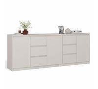CDF Large Credenza Costa 200cm Set di mobili 3 ante 6 cassetti Cassettiera senza maniglie per soggiorno Camera da letto Buffet minimalista Ampio spazio di archiviazione - Rovere artigianale Antracite