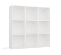 CDF Libreria a Cubi 3x3 con Schienale Chiuso - Scaffale Modulare Bianco Opaco per Soggiorno Camera Ingresso - Mobile con 9 Vani Aperti per Libri e Documenti - Stile Moderno Salvaspazio