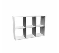 CDF Libreria a Cubi 6 Vani Scaffale a Giorno Mobile Divisorio per Soggiorno Studio e Ufficio Organizzazione Casa Struttura Moderna Robusta Salvaspazio Laminato 110 x 75 x 30 cm - Bianco