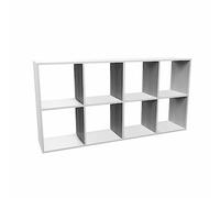 CDF Libreria a Cubi 8 Vani a Giorno Orizzontale Mobile 147x75x30 cm Bianco | Ripiani Aperti, Divisorio Basso, per Soggiorno Studio e Ufficio, Struttura Moderna Robusta, Organizzazione Domestica