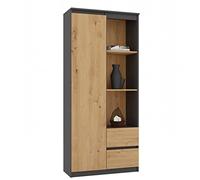 CDF Libreria da ufficio RS-80 Bily | Colore: antracite rovere artisano | per soggiorno, ufficio, studio, moderno, scaffale per libri e giocattoli, ideale per cameretta dei bambini, adolescenti, camera
