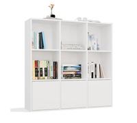 CDF Libreria Scaffale Modulare 9 Cubi con 3 Ante TIP-ON Mobile Contenitore Libreria Moderna Design Funzionale per Soggiorno Studio Camera Ufficio Casa - MALAX 3x3 Bianco Opaco