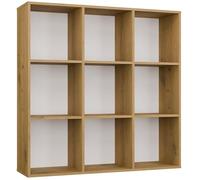 CDF Libreria Scaffale Modulare 9 Cubi Mobile Contenitore Moderno Libreria Aperta Design Funzionale Versatile Casa Soggiorno Studio Camera Ufficio - MALAX 3x3 Rovere Artisan