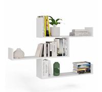 CDF Mensole da Parete Bianche KOBI Set da 3 - Mensole Sospese Moderne 80 cm - Scaffali da Muro per Soggiorno Ufficio Camera - Porta Libri Decorazioni