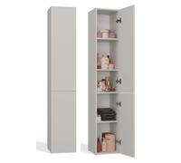 CDF Mobile alto da bagno NEL II | Colore: cashmere (beige) | Moderno scaffale da bagno | Armadio portaoggetti | Ripiani spaziosi | Porte | Montaggio facile | Maniglie eleganti