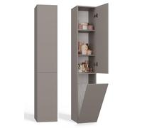 CDF Mobile alto da bagno NEL IV | Colore: Argilla (grigio) | Moderno scaffale da bagno | Armadio portaoggetti | Spaziosi ripiani | Porte | Montaggio facile | Maniglie eleganti