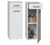 CDF Mobile alto da bagno NEL V DS | Colore: Bianco | Moderno scaffale da bagno | Armadietto portaoggetti | Spaziosi ripiani | Porte | Montaggio facile | Maniglie eleganti