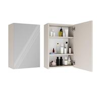 CDF Mobile Bagno con Doppio Specchio Armadietto a Muro 2 Ante 3 Ripiani Sopra Lavabo Spazioso 60 x 60 x 22 cm - Cashmere (beige)