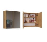 CDF Mobile Bagno con Doppio Specchio Armadietto a Muro 2 Ante 3 Ripiani Sopra Lavabo Spazioso 60 x 60 x 22 cm - Rovere Artisan