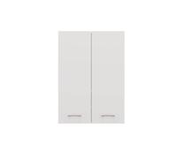 CDF Mobile Bagno Pensile Sospeso Sopra Lavatrice Scaffale a Muro con Ante Lunghe 4 Ripiani Chiusi Lavanderia 64 x 90 x 30 cm - Bianco