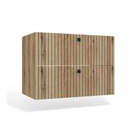 CDF Mobile Bagno Sospeso Sottolavabo Armadietto Pensile con 2 Cassetti per Cosmetici Accessori e Asciugamani Fronti a Lamelle con Maniglie Design Moderno - TIGO 802S Rovere Evoke