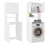 CDF Mobile Colonna per Lavatrice - Armadio da Bagno Salvaspazio con Ripiani per Detergenti - Struttura Alta per Lavanderia - Mobile per Accessori Bagno e Prodotti per la Pulizia - Pola Multi Bianco