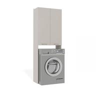 CDF Mobile da Bagno Armadio Sopra Lavatrice con Ante Lunghe Mobile Contenitore Alto Multifunzionale Salvaspazio con Ripiani Organizzatore Moderno per Bagno Corridoio Casa Studio - Cachemire